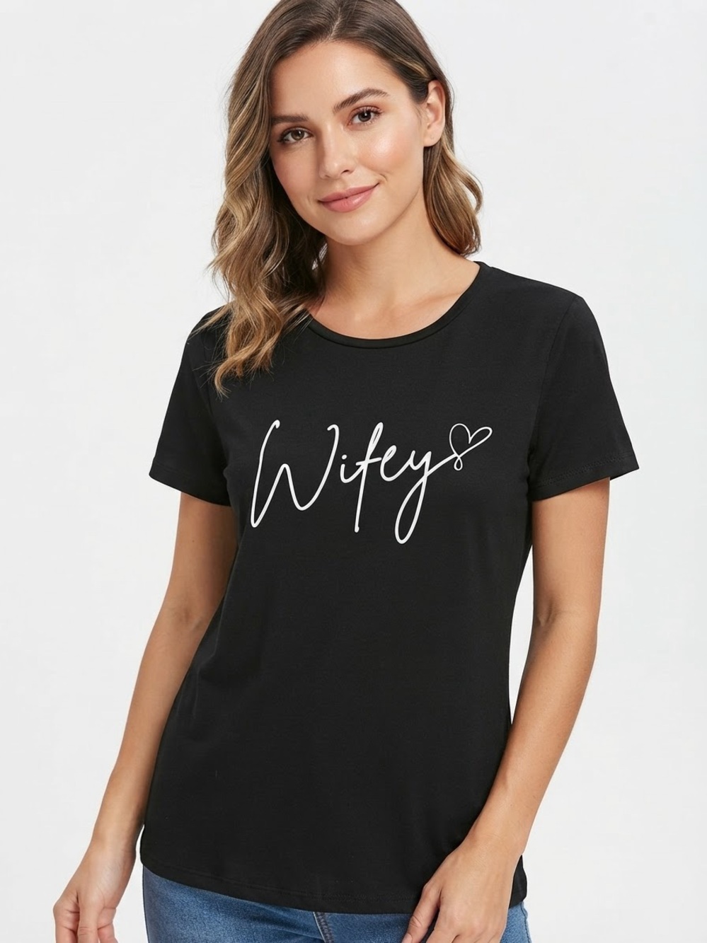 Wifey Script Graphic Tee - Black